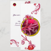 MAGISCHE BESSEN 4, MONOGRAM blauwe aquamarine Kaart (Voorkant / Achterkant)