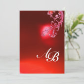 MAGISCHE BESSEN,MONOGRAM rood robijn fuchsia wit Kaart (Staand voorkant)