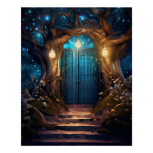 Magische betoverde Forest Fantasy Antiek deur Perfect Poster