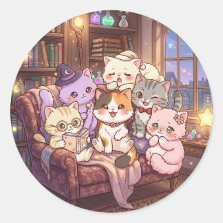 Magische Bibliotheek Kat Vrienden Sticker