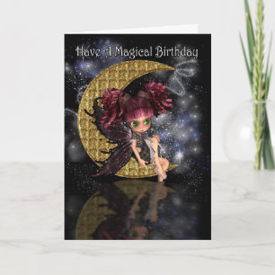 Magische Birthday schattige kleine maanfee van moo Kaart