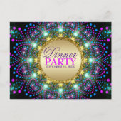 Magische Blacklight Mandala Dinner Party nodigt ui Briefkaart (Voorkant)