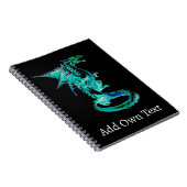Magische Blauwe Draak Oceaan Fantasie Wezen Design Notitieboek (Rechterzijde)
