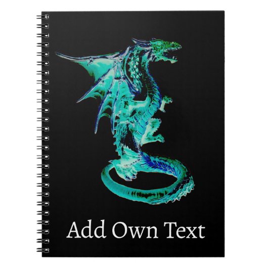 Magische Blauwe Draak Oceaan Fantasie Wezen Design Notitieboek (Voorkant)