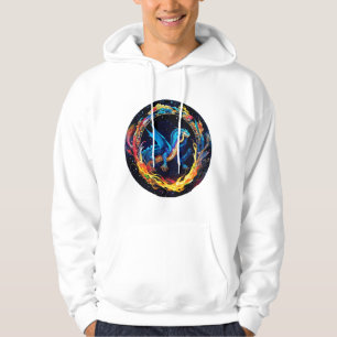 Magische Blauwe Draak Omringd door Mystieke Vlamme Hoodie
