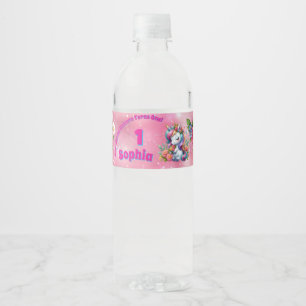 Magische Bloem Eenhoorn 1e Verjaardag Meisje Waterfles Etiket