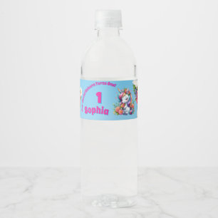 Magische Bloem Eenhoorn 1e Verjaardag Meisje Waterfles Etiket