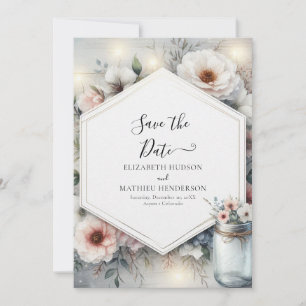 Magische bloemen Mason Jar bruiloft Save The Date