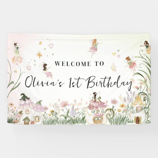 Magische bloemenfee | Verjaardag Welkom Spandoek (Horizontaal)