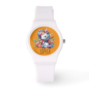 Magische Bloemige Eenhoorn Trendy Naam Meisjesac Horloge