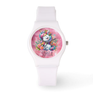 Magische Bloemige Eenhoorn Trendy Naam Meisjesac Horloge