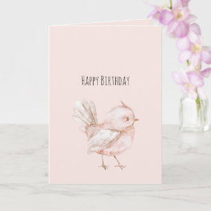 Magische Blos Roze Vogel Verjaardag Kaart
