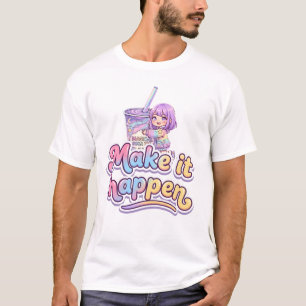 Magische Boba Thee Chibi Meisje - "Maak het waar" T-shirt