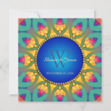 Magische Boheemse Zonnebloem Monogram Uitnodiging
