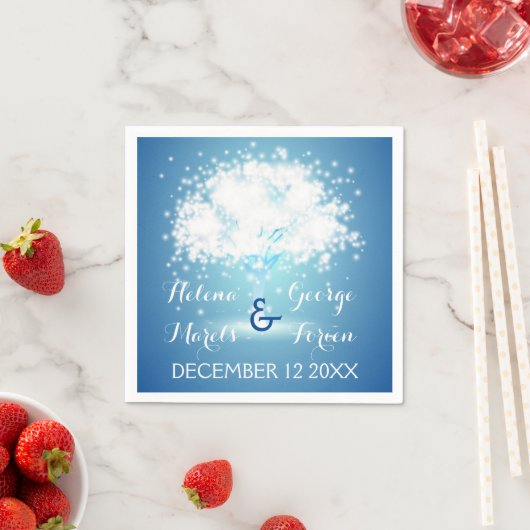 Magische boom met mousserende lichten blauwe bruil servetten (Insitu)