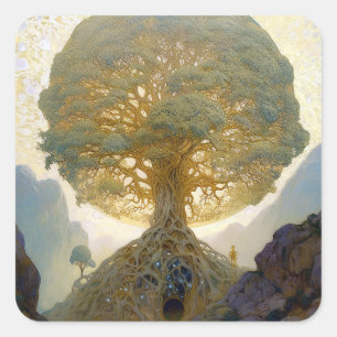 Magische boom van de surrealistische Natuur van he Vierkante Sticker