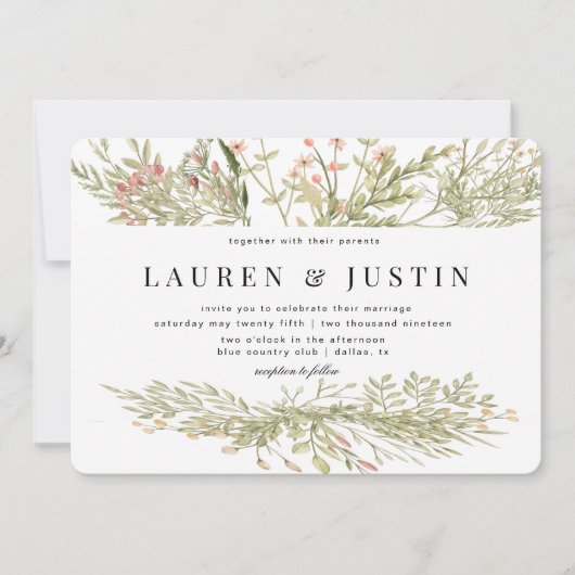 Magische bos bloemenbruiloft uitnodiging (Voorkant)