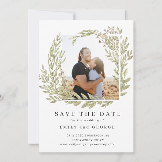 Magische bos bloemenfoto Save the Date Kaart (Voorkant)