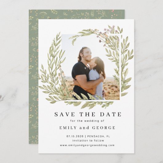 Magische bos bloemenfoto Save the Date Kaart (Voorkant / Achterkant)