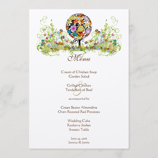 Magische Bos Cirkel van Liefde Bruiloft Menu (Voorkant)