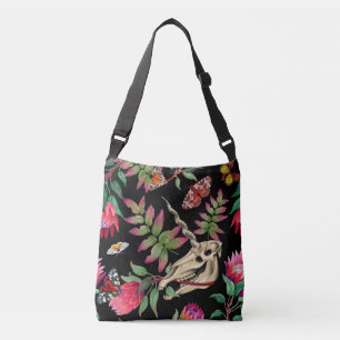 Magische bos eenhoorn donker patroon. crossbody tas