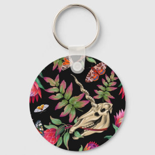 Magische bos eenhoorn donker patroon. sleutelhanger