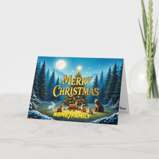 Magische Bos Kerstnacht Feestdagen Kaart