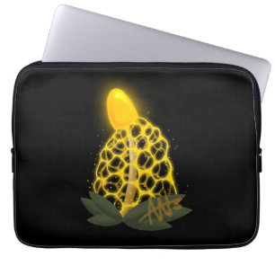 Magische bruidssluier Sparkly Gele Paddestoel Laptop Sleeve