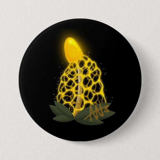 Magische bruidssluier Sparkly Gele Paddestoel Ronde Button 7,6 Cm (Voorkant)