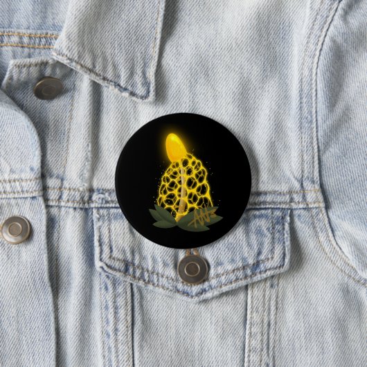 Magische bruidssluier Sparkly Gele Paddestoel Ronde Button 7,6 Cm (In situ)