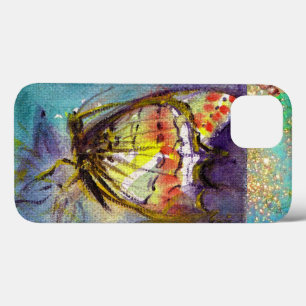 MAGISCHE BUTTERFLES IN BLUE GOLD SPARKLES iPhone 13 HOESJE