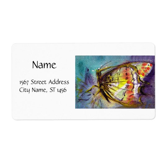 MAGISCHE BUTTERFLES IN BLUE White Etiket (Voorkant)