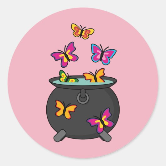 Magische Butterflies uit een Cauldron Ronde Sticker (Voorkant)