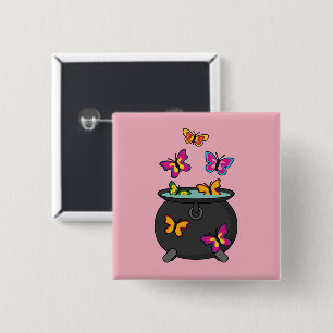 Magische Butterflies uit een Cauldron Vierkante Button 5,1 Cm