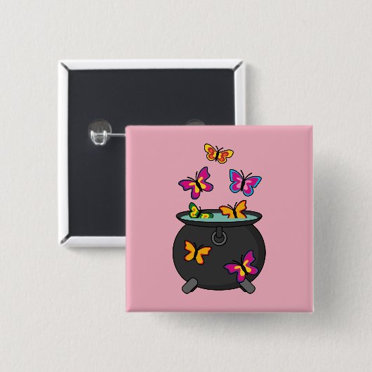 Magische Butterflies uit een Cauldron Vierkante Button 5,1 Cm (Voorkant /achterkant)