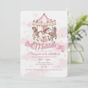 🎠✨ Magische Carrousel Paard Verjaardagsuitnodigin Kaart