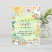 Magische caticorn verjaardagsuitnodigingskaart kaart (Staand voorkant)