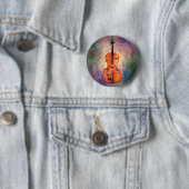 Magische cello met vlinders ronde button 5,7 cm (In situ)