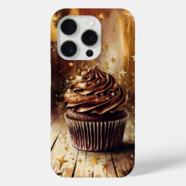 Magische chocolade cupcake met gouden sterren iPhone 15 pro case