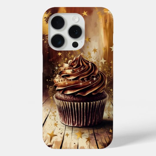 Magische chocolade cupcake met gouden sterren Case-Mate iPhone case (Achterkant)