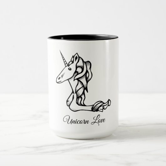 Magische Cute Monogram L Custom Unicorn Love Text Mok (Midden)