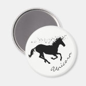 Magische Cute Unicorn Black en White Magnet Magneet (Voorkant / Achterkant)