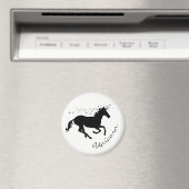 Magische Cute Unicorn Black en White Magnet Magneet (Insitu (Vaatwasser))