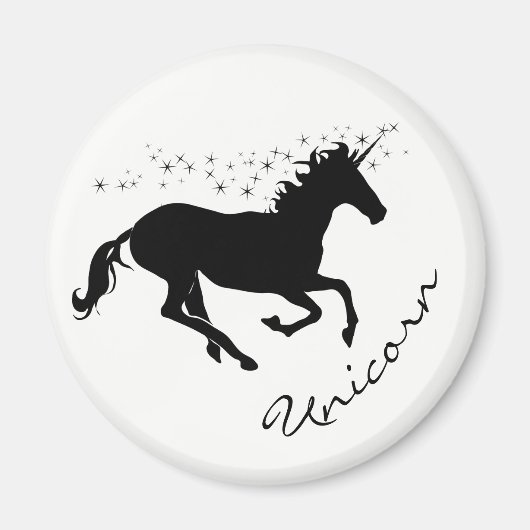 Magische Cute Unicorn Black en White Magnet Magneet (Voorkant)