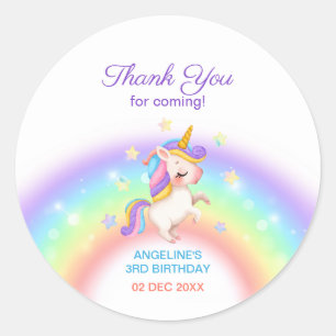 Magische Dag Regenboog Sterren Eenhoorn Verjaardag Ronde Sticker
