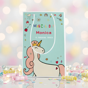 Magische dag schattige cartoon eenhoorn kids birth medium cadeauzakje