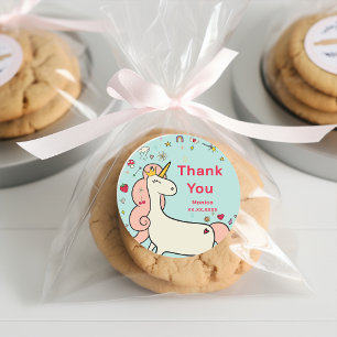 Magische dag schattige cartoon eenhoorn kids birth ronde sticker