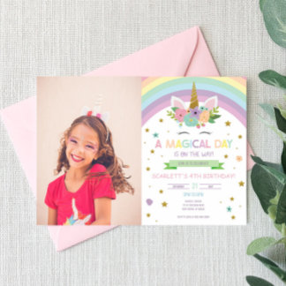 Magische Dag Unicorn en Rainbows Birthday Party Kaart