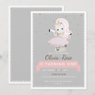 Magische dansende Unicorn Gold Girl 1e verjaardag Kaart