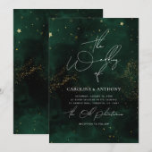 Magische donkergroene bruiloft kaart (Voorkant / Achterkant)